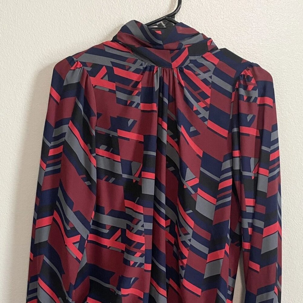 Like New. Worn Once. Allison Joy Red Multicolor Geometric High Neck Printed Tie